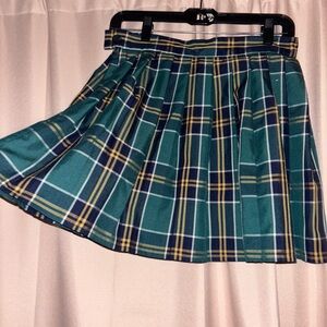 Green and Yellow Plaid Skirt